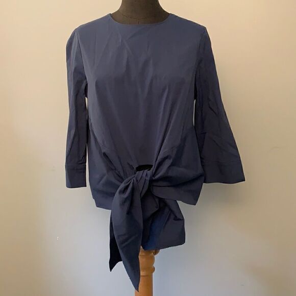 Blue Halogen Tie Blouse  - Picture 1 of 9